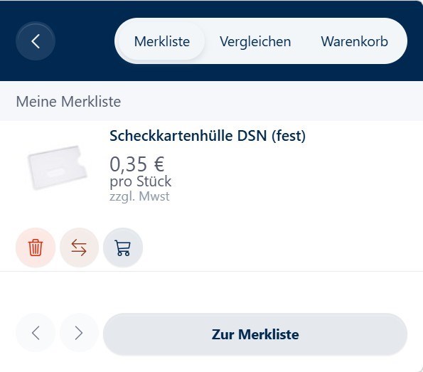 Merkliste Popup