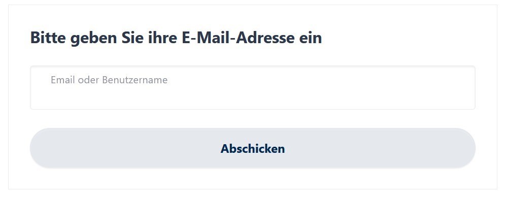 Passwort vergessen - Benutzername Eingabe