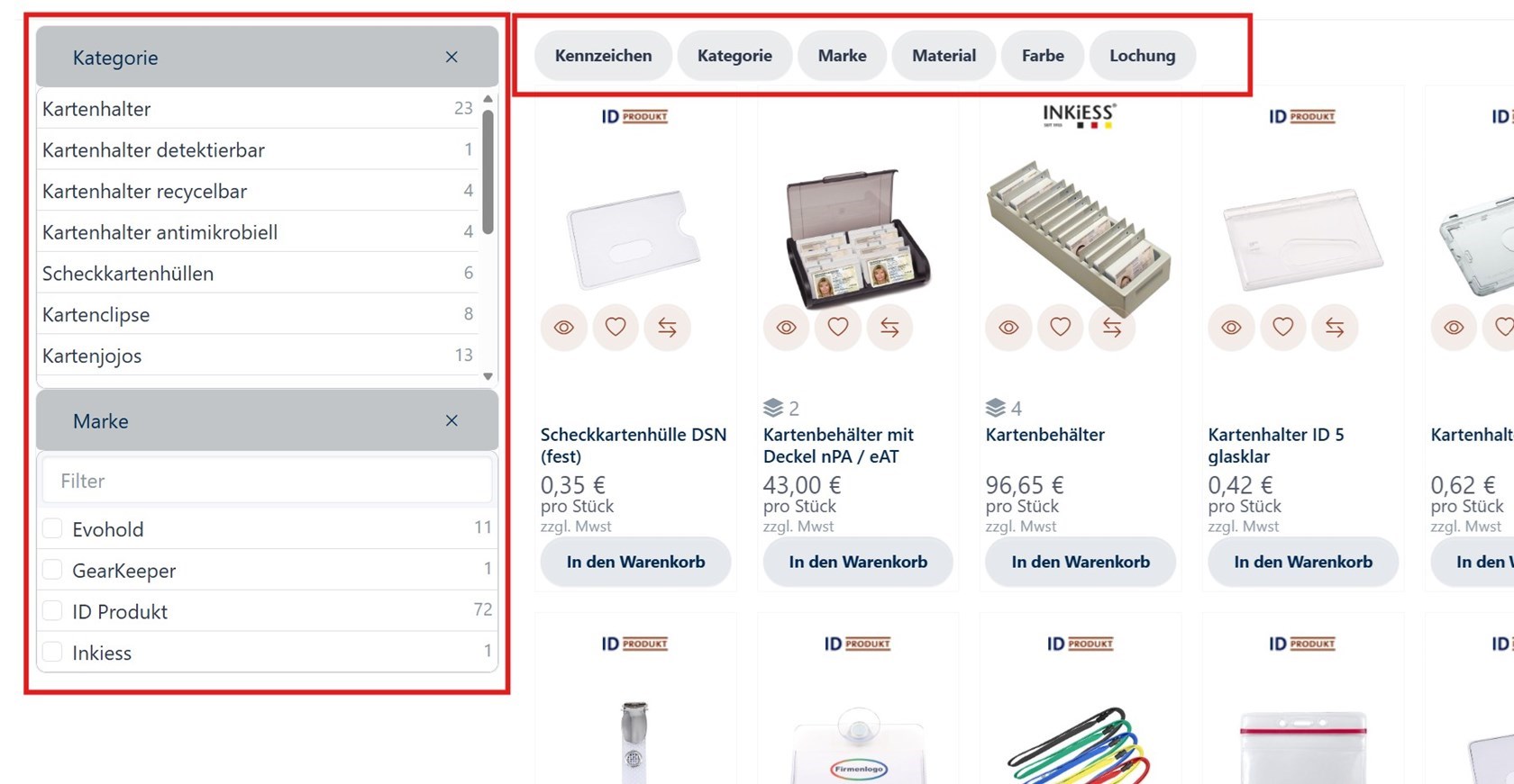 Suchfilter und Einschränkungen